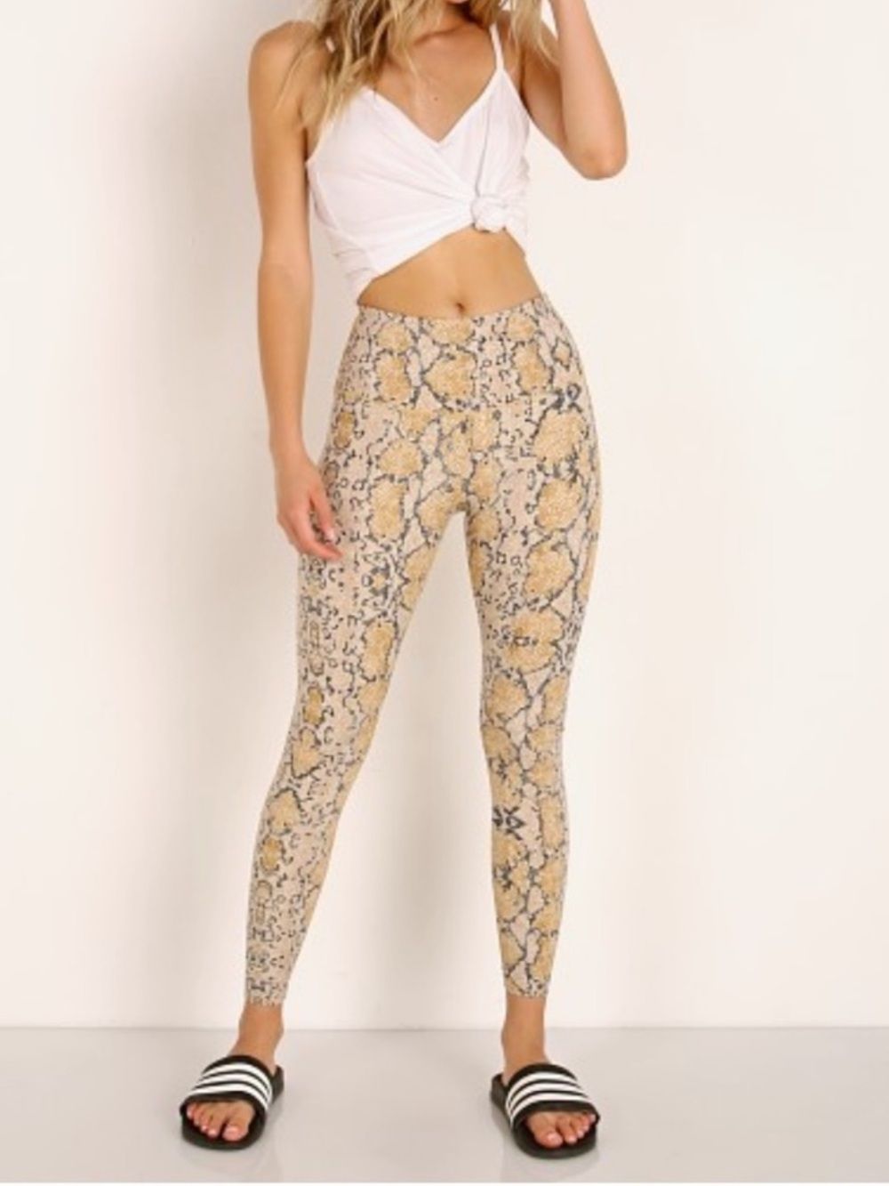 Varley Estrella Letelux Legging Xs Desert Viper Snake Skin Print Yellow Tan